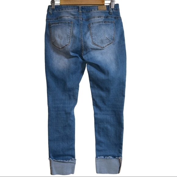 IRIS JEANS CUFFED SKINNY CROPS DISTRESSED WOMEN’S‎ DENIM JEANS SIZE 7 - Picture 2 of 14